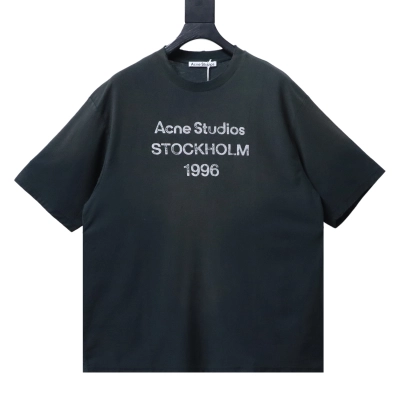 Acne Studios Distressed Cotton-Linen Short-Sleeve Shirt Black 01