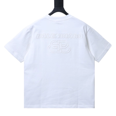 BALENCIAGA 26SS Crewneck Short-Sleeve T-Shirt with Small Embroidered Chest Logo White 02
