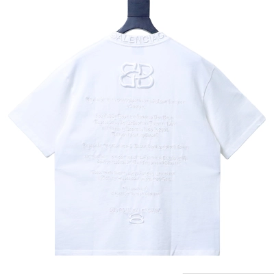 BALENCIAGA S26 Roma Series Heavily Embroidered Distressed Crew-Neck T-Shirt White 02