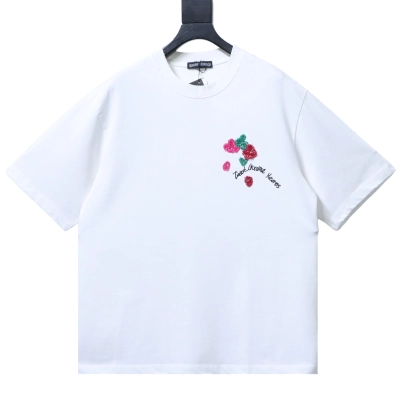 CHROME HEARTS 26SS Floral Patch Embroidery Crewneck Short-Sleeve T-Shirt White 01