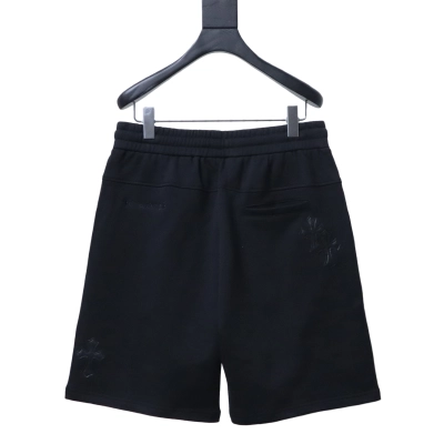Chrome Hearts Leather-Appliqué Cross Embroidery Shorts Black 02