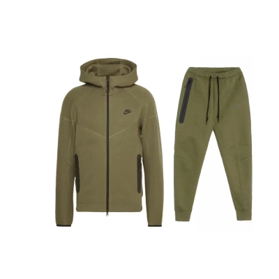 Nike Sportswear Tech Fleece Windrunner Full Zip Hoodie & Joggers Set Medium Olive/Black 01