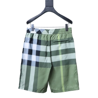 Burberry Check Drawstring Swim Shorts with Mesh Lining green 02