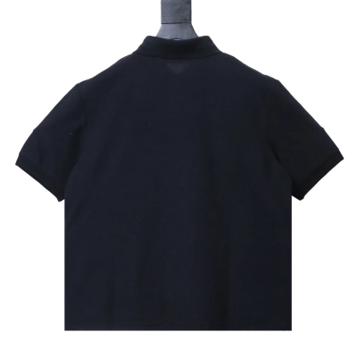 Prada 25SS Letter-Embroidered Short-Sleeve Polo T-Shirt Black 02