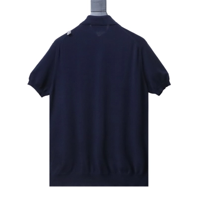 Prada SS25 Short-Sleeve Knitted Polo Shirt with Zipper 02