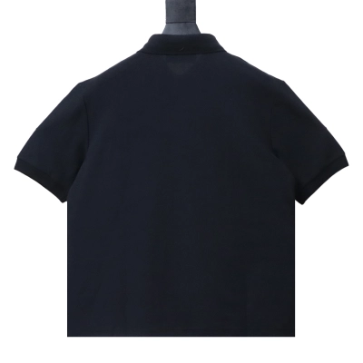 Prada SS25 Short-Sleeve Polo T-Shirt with Oval Embroidery Black 02