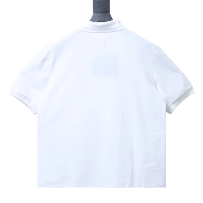 Prada SS25 Short-Sleeve Polo T-Shirt with Oval Embroidery White 02