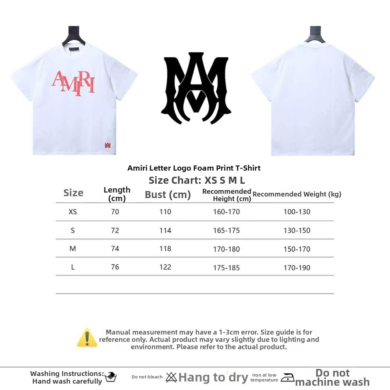Amiri Short-Sleeve T-Shirt with Puff-Print Letter Logo