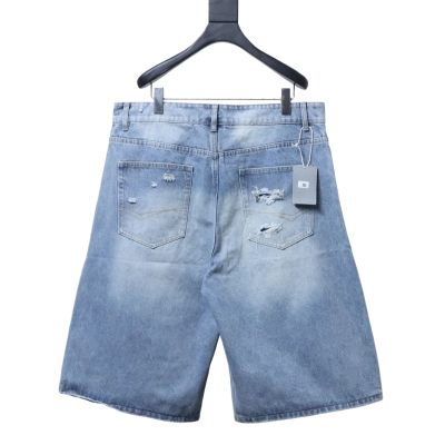 Balenciaga 26SS Solid-Color Distressed Denim Shorts 02