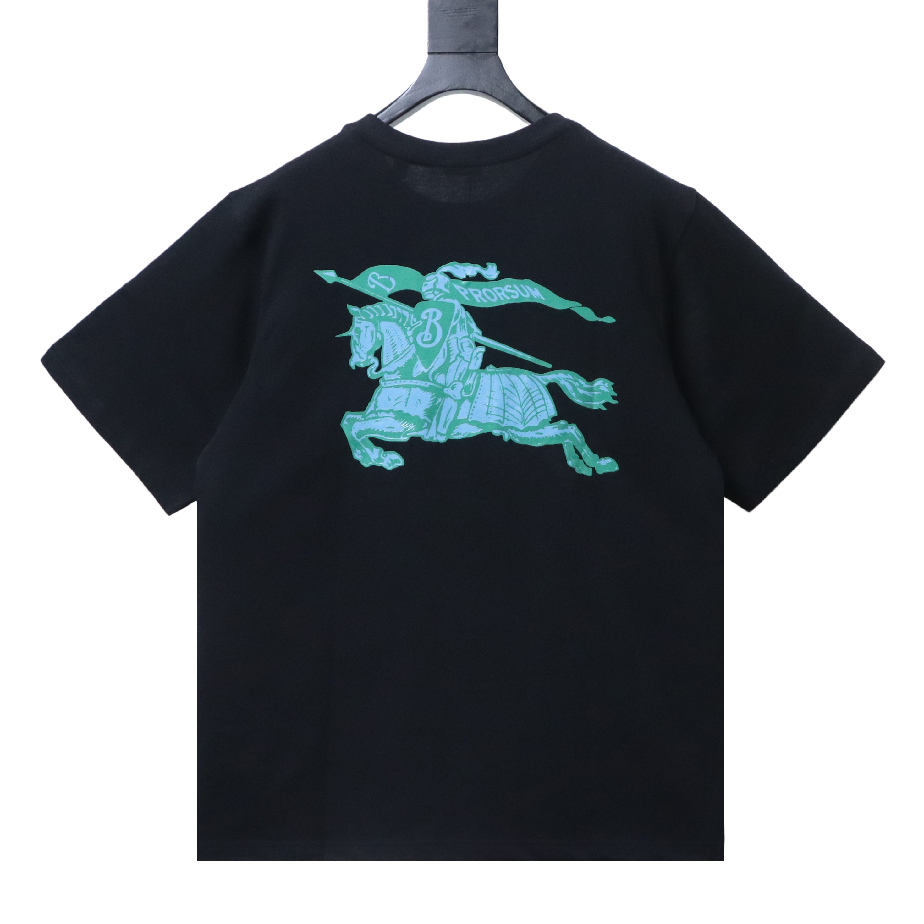 Burberry SS26 Short-Sleeve T-Shirt with Equestrian Knight Print on the Back Black