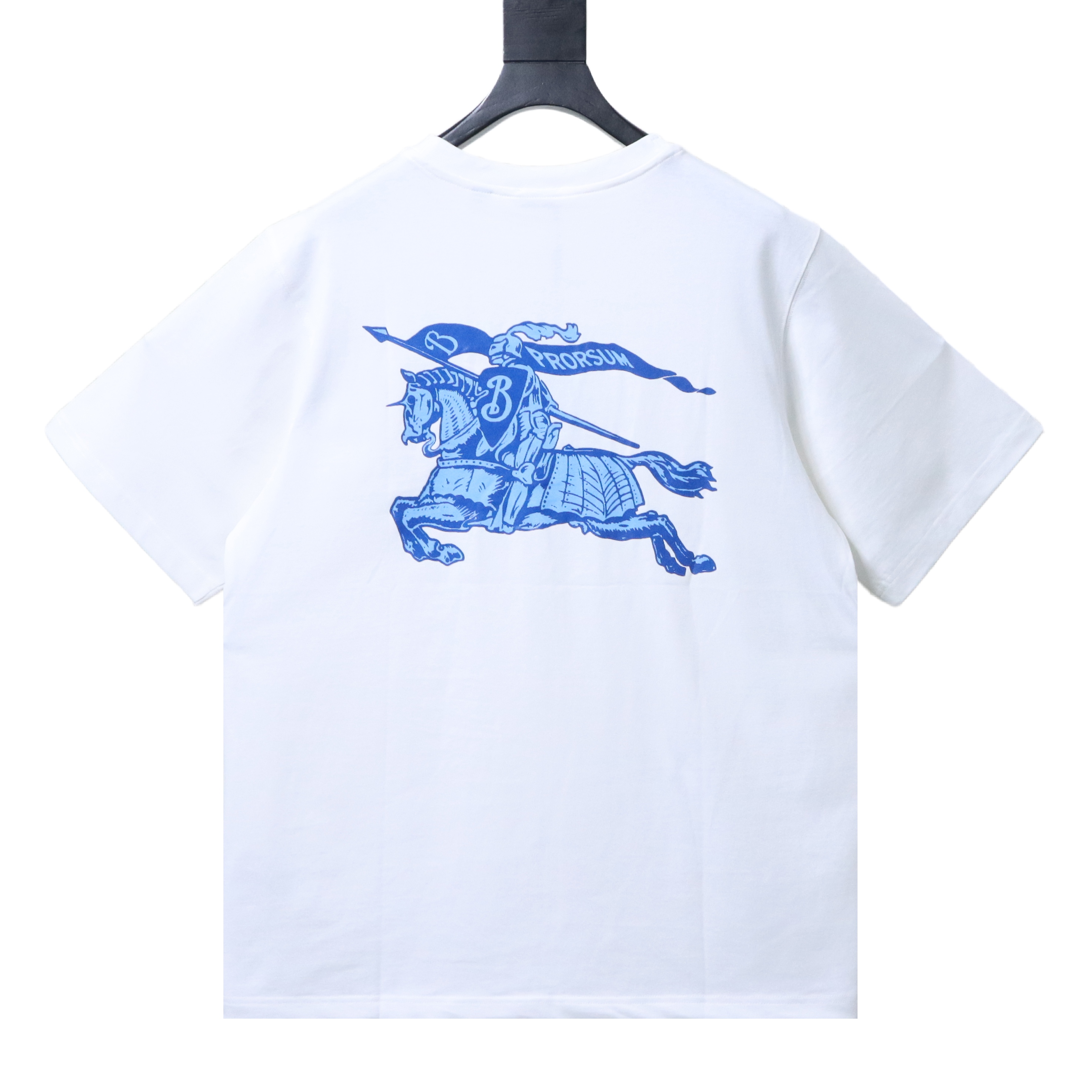 Burberry SS26 Short-Sleeve T-Shirt with Equestrian Knight Print on the Back White
