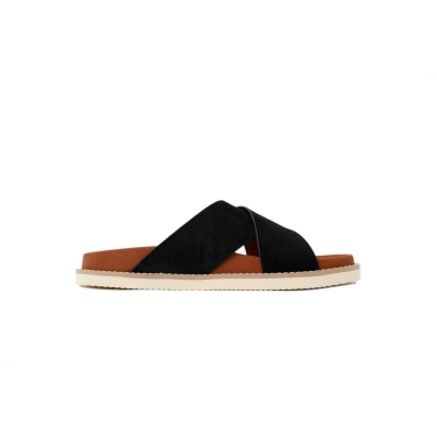 Hermes Flat Criss-Cross Strap Slides Black 02