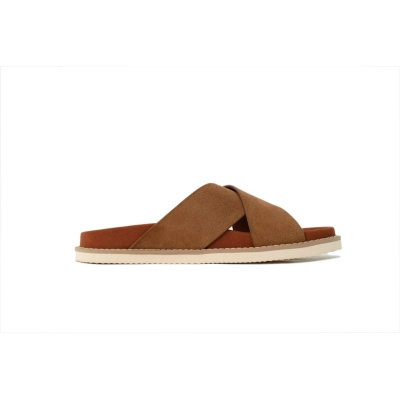 Hermes Flat Criss-Cross Strap Slides Brown 02