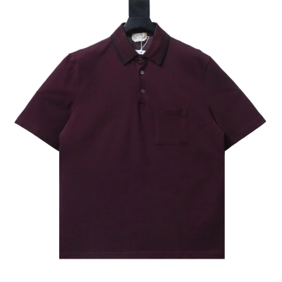 Hermes Short-Sleeve Polo with Embroidered Pocket Logo 01