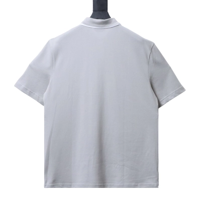 Hermes Short-Sleeve Polo with Embroidered Pocket Logo Grey 02