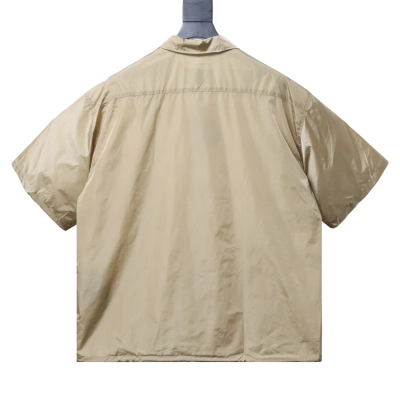 Prada Short-Sleeve Zip Shirt with Triangle Logo 02