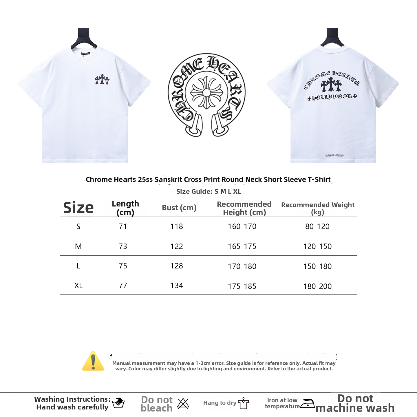 Chrome Hearts 25SS Sanskrit Cross Print Crewneck Short-Sleeve T-Shirt