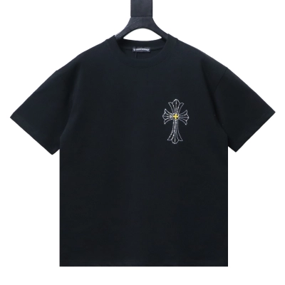 Chrome Hearts 26SS Logo Cross Rhinestone Short-Sleeve T-Shirt Black 01