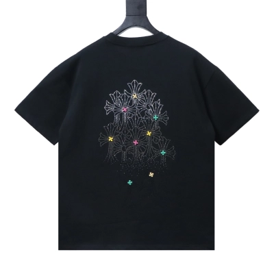 Chrome Hearts 26SS Logo Cross Rhinestone Short-Sleeve T-Shirt Black 02