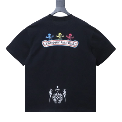 Chrome Hearts Colorful Skull Short-Sleeve T-Shirt Black 02
