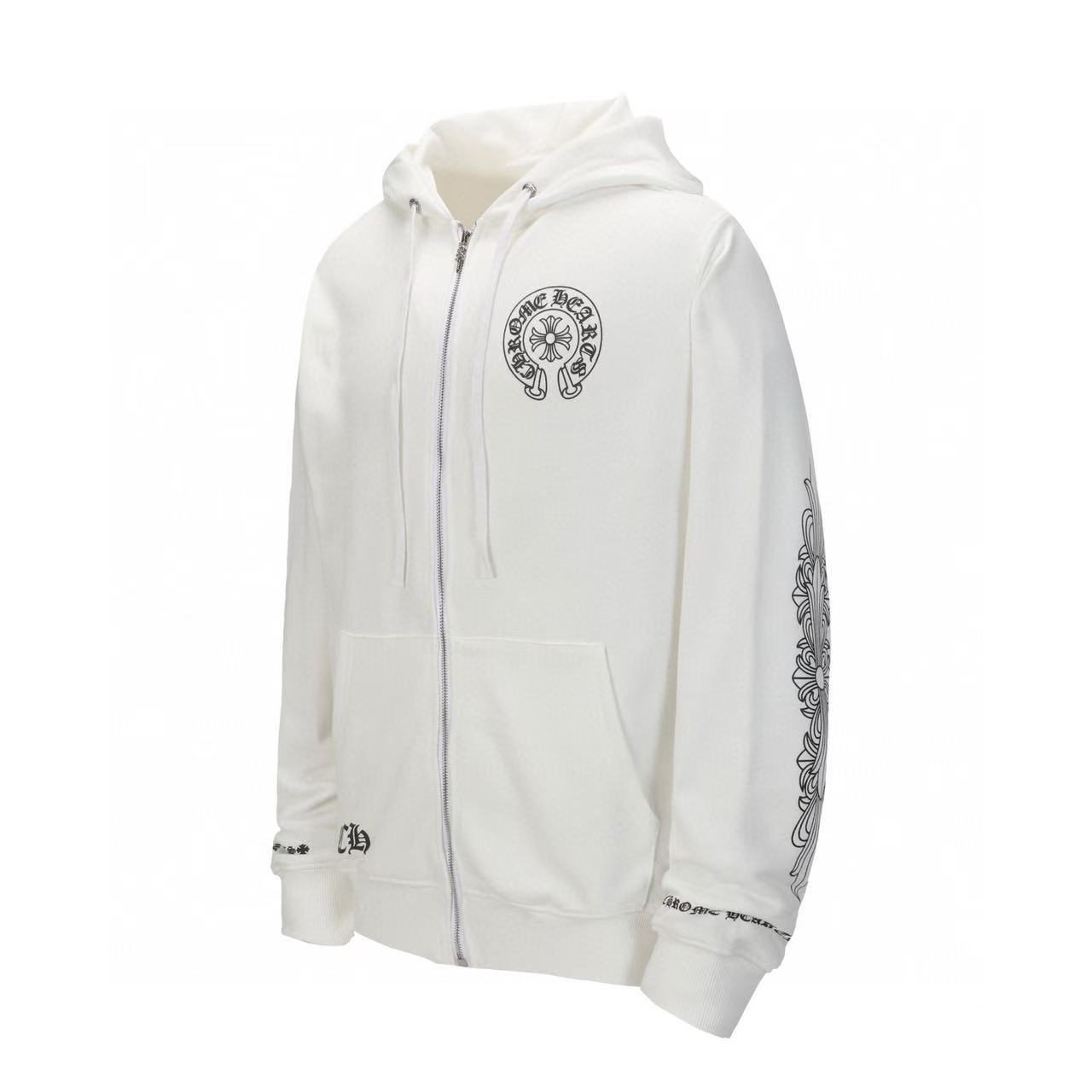 Chrome Hearts Hoodie Zip-Up Jacket Hoodie Black/White Y56#