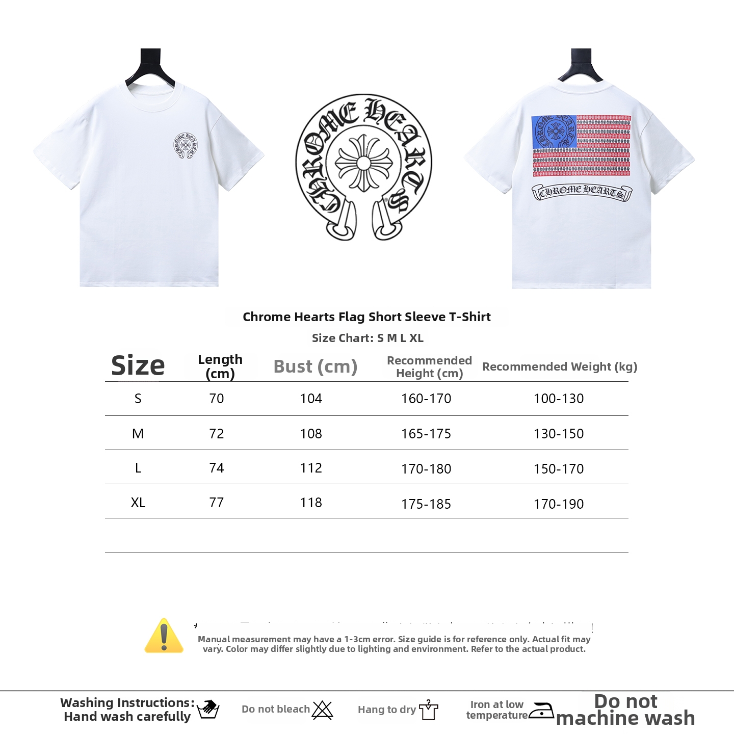 Chrome Hearts National Flag Short-Sleeve T-Shirt Black/White