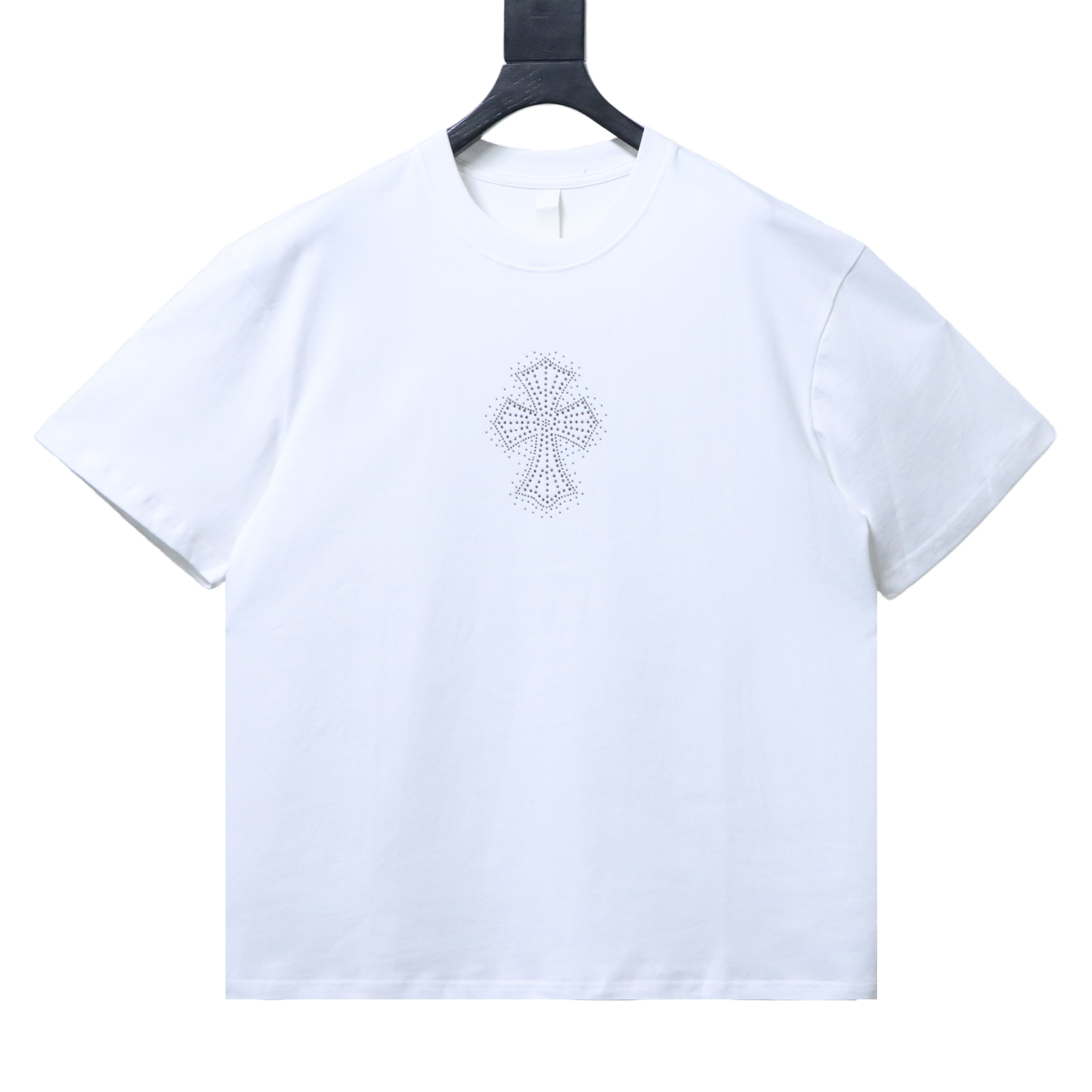 Chrome Hearts Rhinestone-embellished cross short-sleeve shirt White