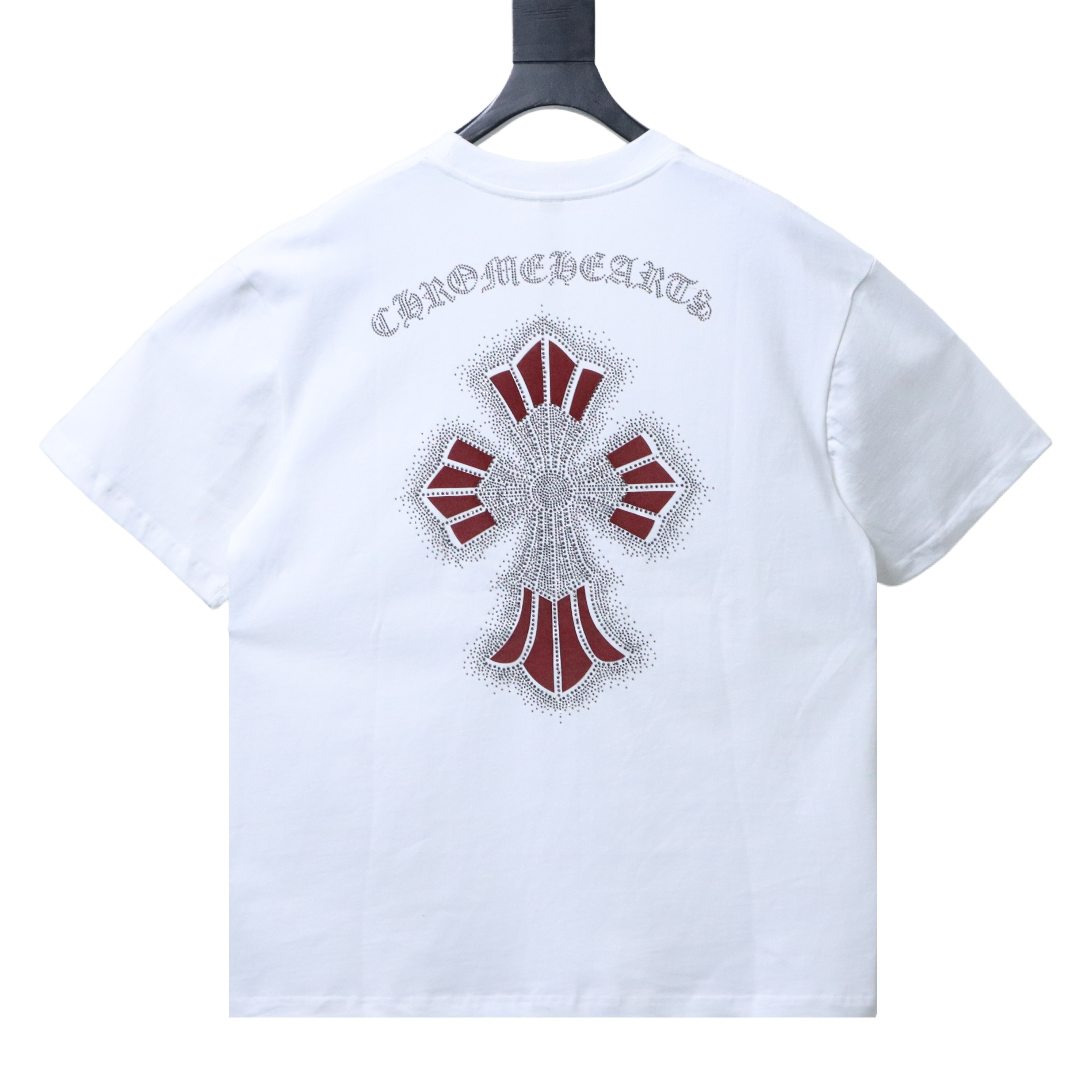 Chrome Hearts Rhinestone-embellished cross short-sleeve shirt White