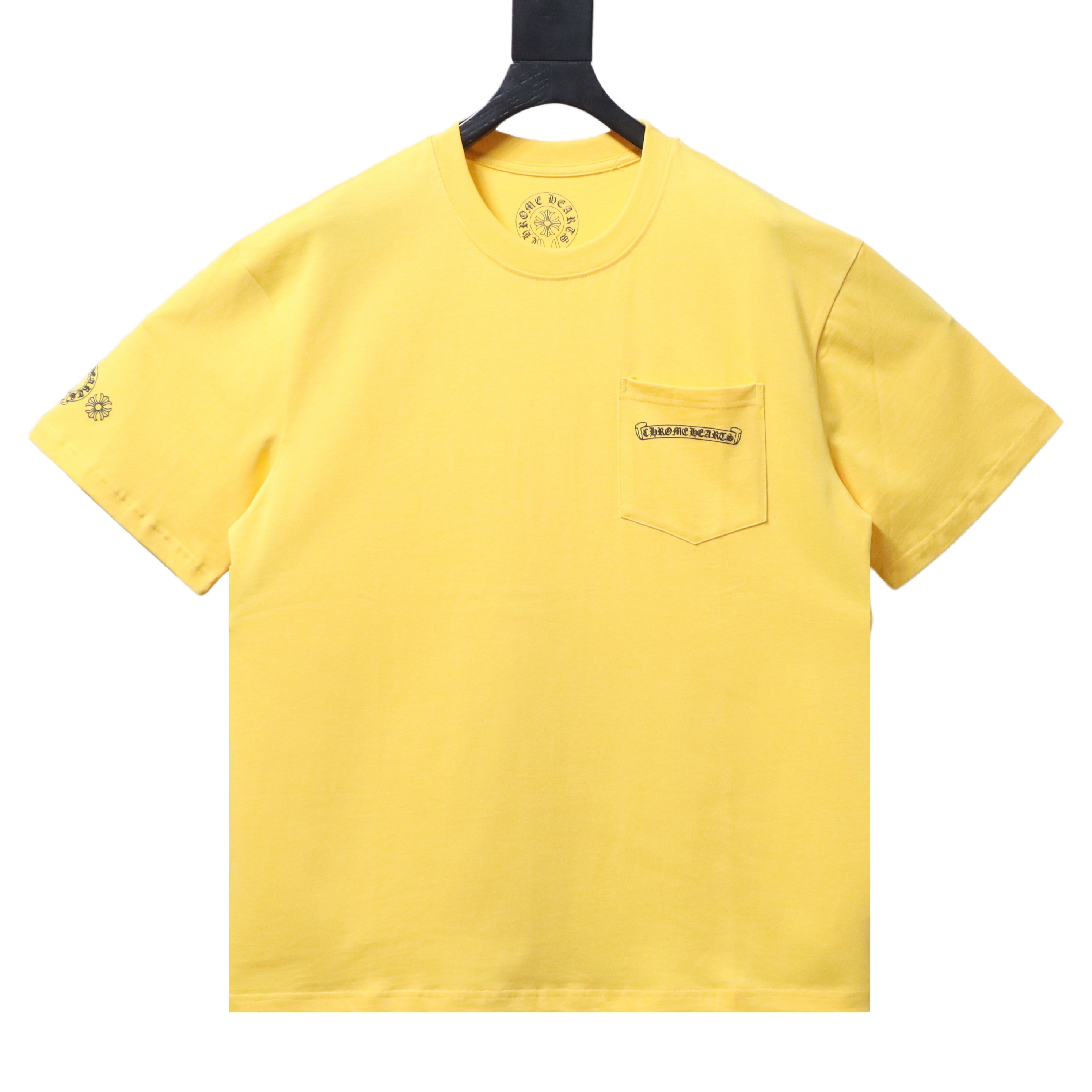 Chrome Hearts Short-Sleeve T-Shirt with Colorful Cross Print Yellow