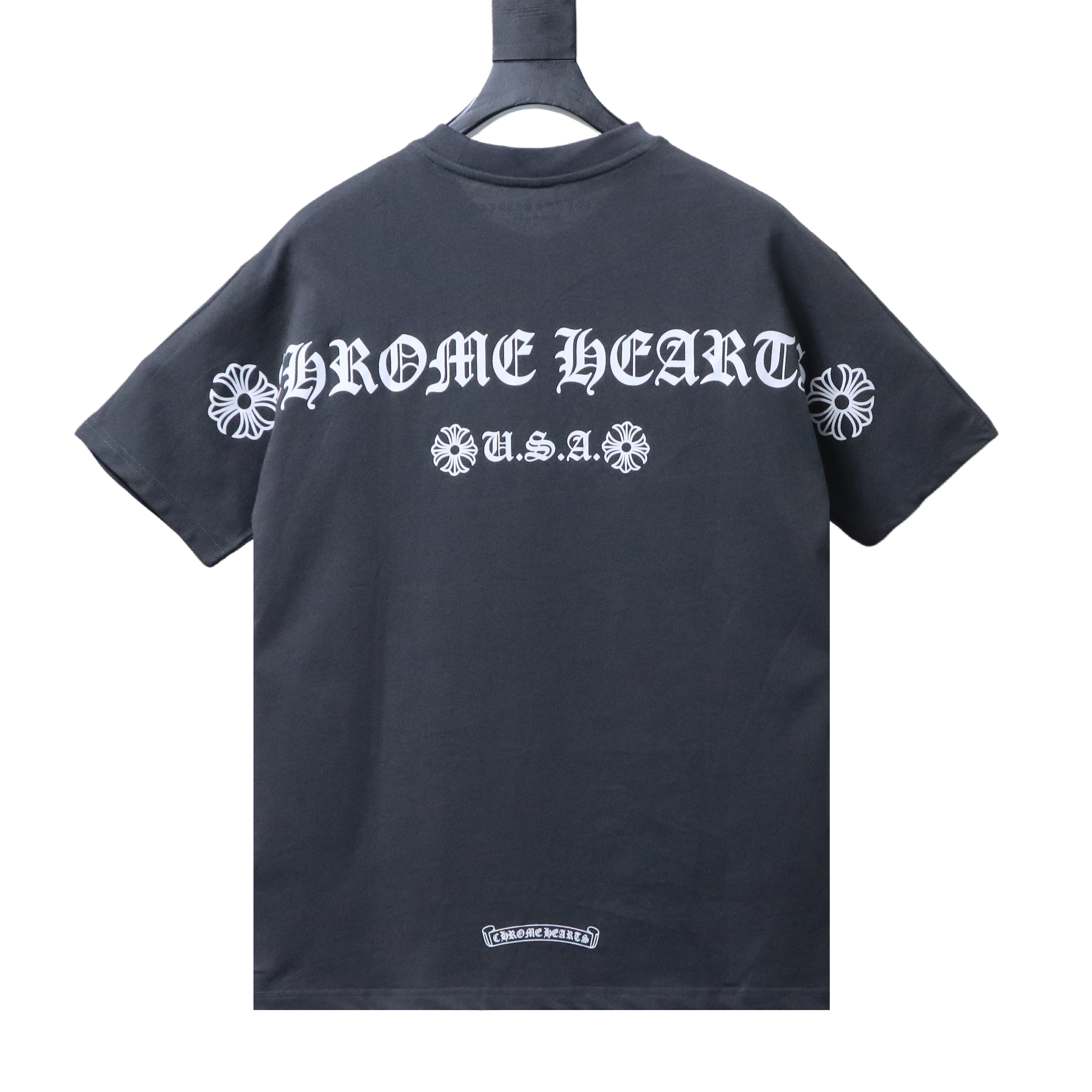 Chrome Hearts Short-Sleeve T-Shirt with Sanskrit Back Print Grey