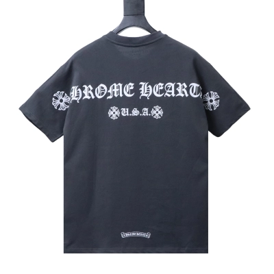 Chrome Hearts Short-Sleeve T-Shirt with Sanskrit Back Print Grey 02
