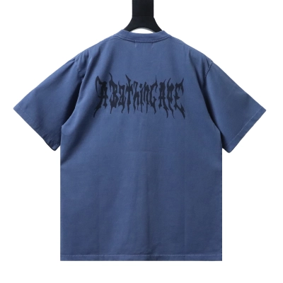 BAPE Washed T-Shirt with Slashed Ape Head Graphic Blue 02