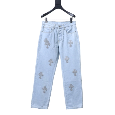 Chrome Hearts Silver Toothbrush Cross Logo Jeans 01