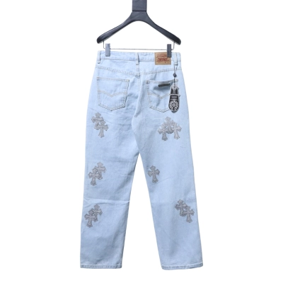 Chrome Hearts Silver Toothbrush Cross Logo Jeans 02