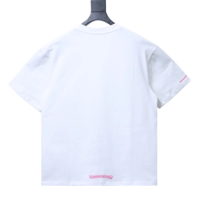 Chrome Hearts Letter-Print Short-Sleeve Tee with Collar Button Detail Black/White 02
