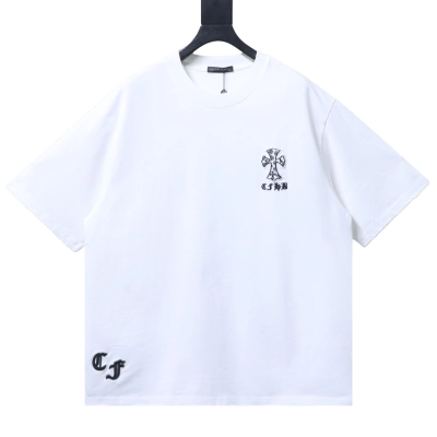 CHROME HEARTS Cross Patch Embroidery Crew-Neck Short-Sleeve T-Shirt 01