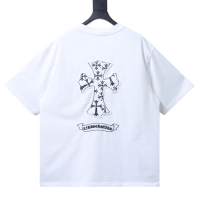 CHROME HEARTS Cross Patch Embroidery Crew-Neck Short-Sleeve T-Shirt 02