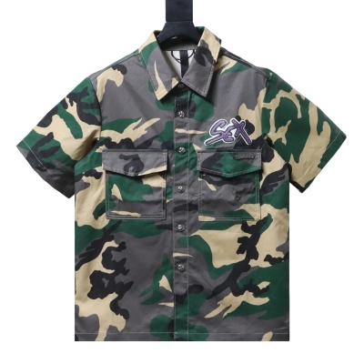 Chrome Hearts x Matty Boy Sex Records Woodland Camo Short Sleeve Button Up Shirt 02