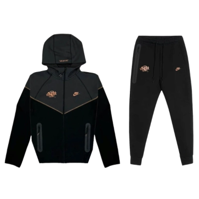Nike Sportswear x Central Cee Tech Fleece Hoodie & Joggers Set Black/Metallic Red Bronze 01