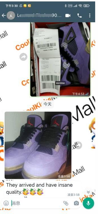 Replica Air Jordan 4 Retro Travis Scott Purple,AJ4-766302 review Customer coolkicks reviews from whatsapp 02