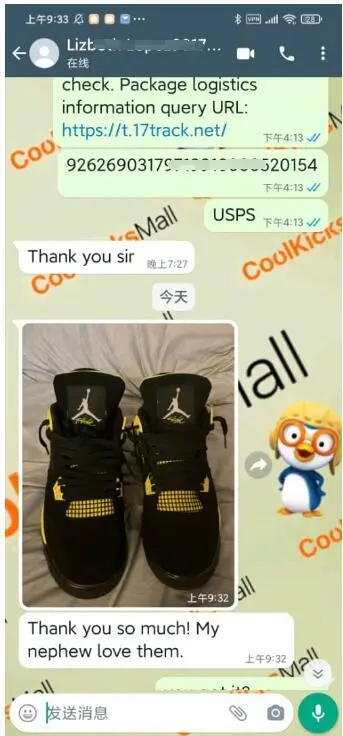 Cool Kicks | GET Air Jordan 4 Retro Thunder, 308497-008   review Customer coolkicks reviews from whatsapp 01