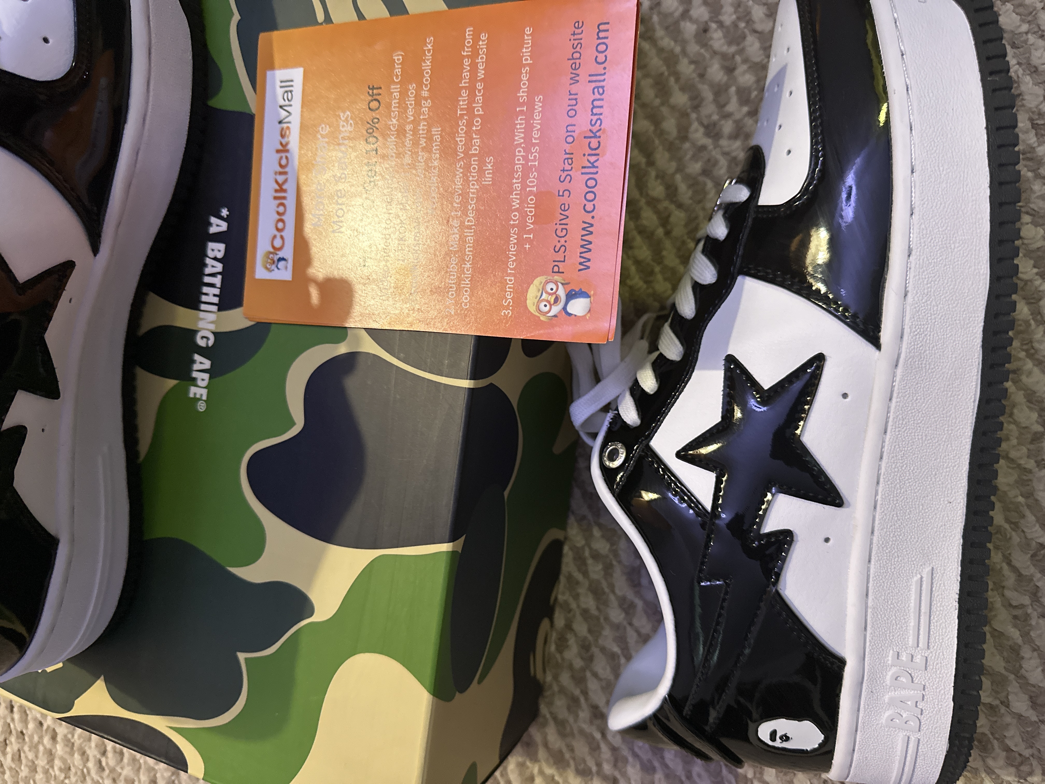 G5 A Bathing Ape Bape Sta Low Black White, 1H70-191-001 review Junior 01