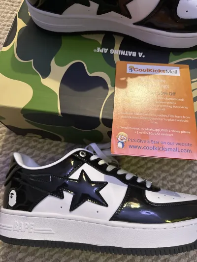 G5 A Bathing Ape Bape Sta Low Black White, 1H70-191-001 review Junior 01