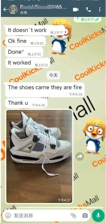 Cool Kicks | GET Air Jordan 4 Retro Military Black,  DH6927-111 review Customer coolkicks reviews from whatsapp 00