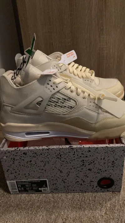 PKGoden Air Jordan 4 Retro Off-White Sail, CV9388-100 review coolkicksmall  01