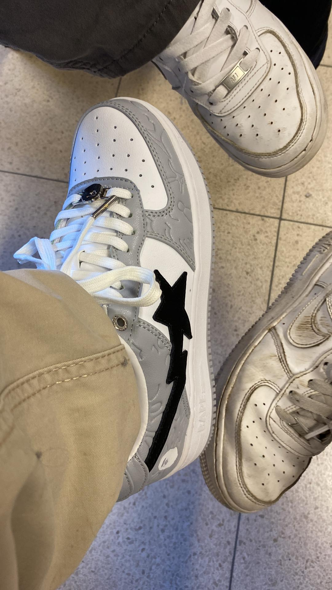 shop cool kicks | PKGoden A Bathing Ape Bape Sta Low Grey Black, 1G70-109-0004 review 1