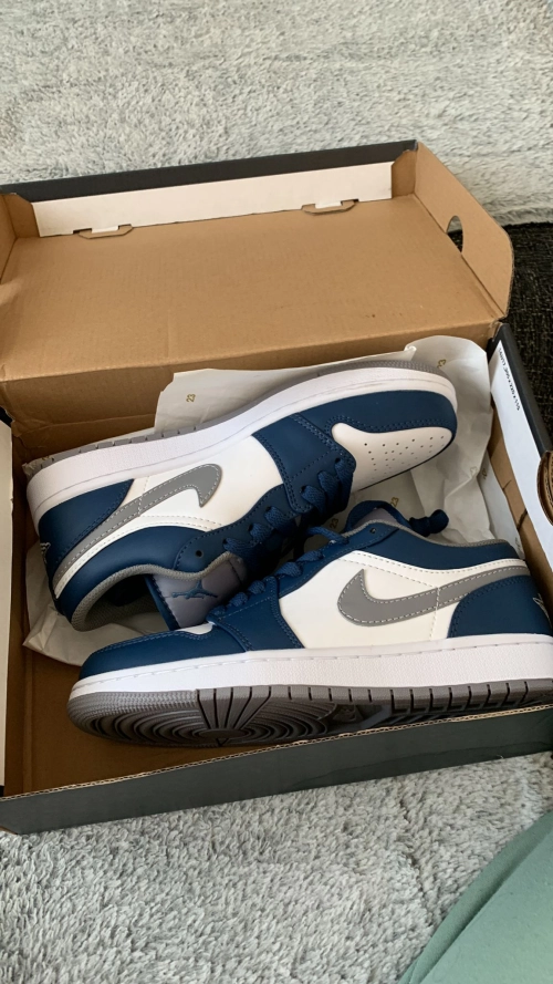 shop cool kicks | GET Jordan 1 Low True Blue,553558-412 review 