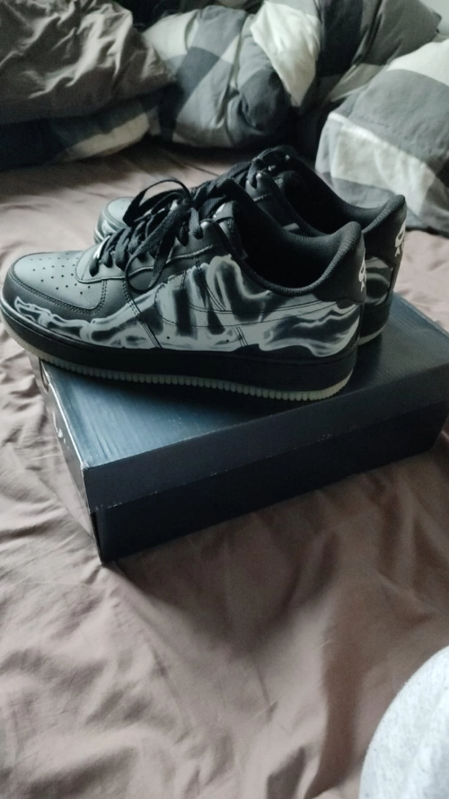 GET Air Force 1 Low Black Skeleton Halloween (2019), BQ7541 001 review 