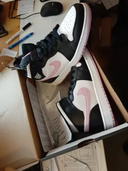 Cool Kicks | GET Air Jordan 1 Mid White Black Light Arctic Pink (GS),555112-103 review coolkicksmall  02