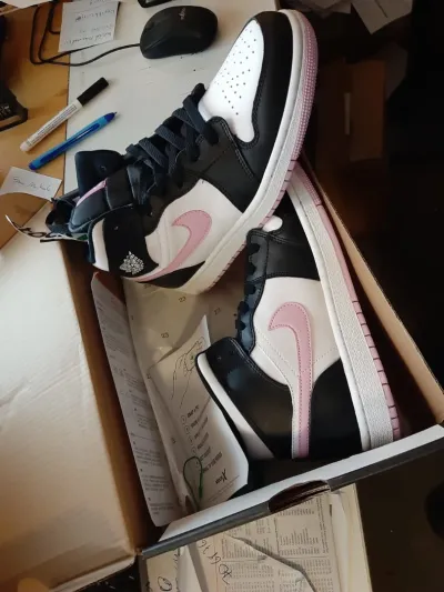 Cool Kicks | GET Air Jordan 1 Mid White Black Light Arctic Pink (GS),555112-103 review coolkicksmall  01